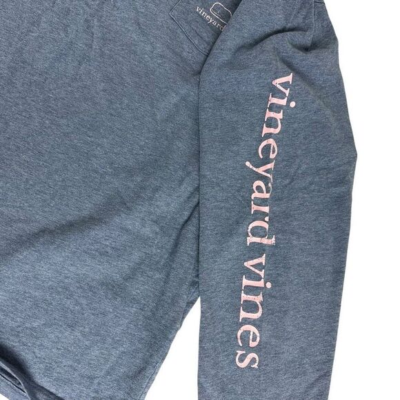 Vineyard Vines size Large Long-Sleeve Heathered Blue Whale Pocket T-Shirt - Picture 5 of 7